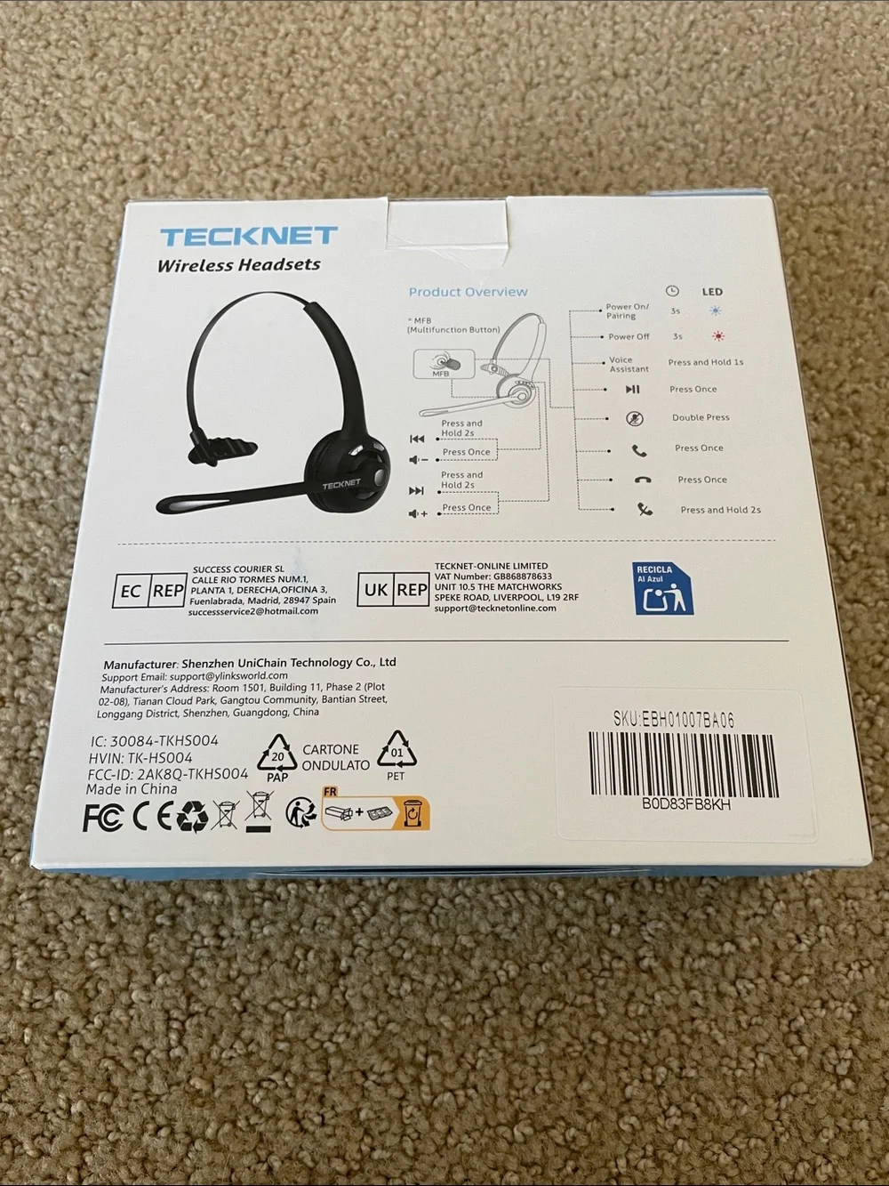TK-HS004 Wireless Headset - Black